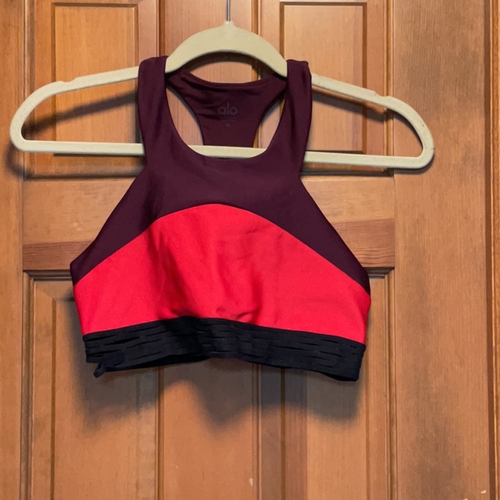 ALO Yoga Red and Black Sports Bra